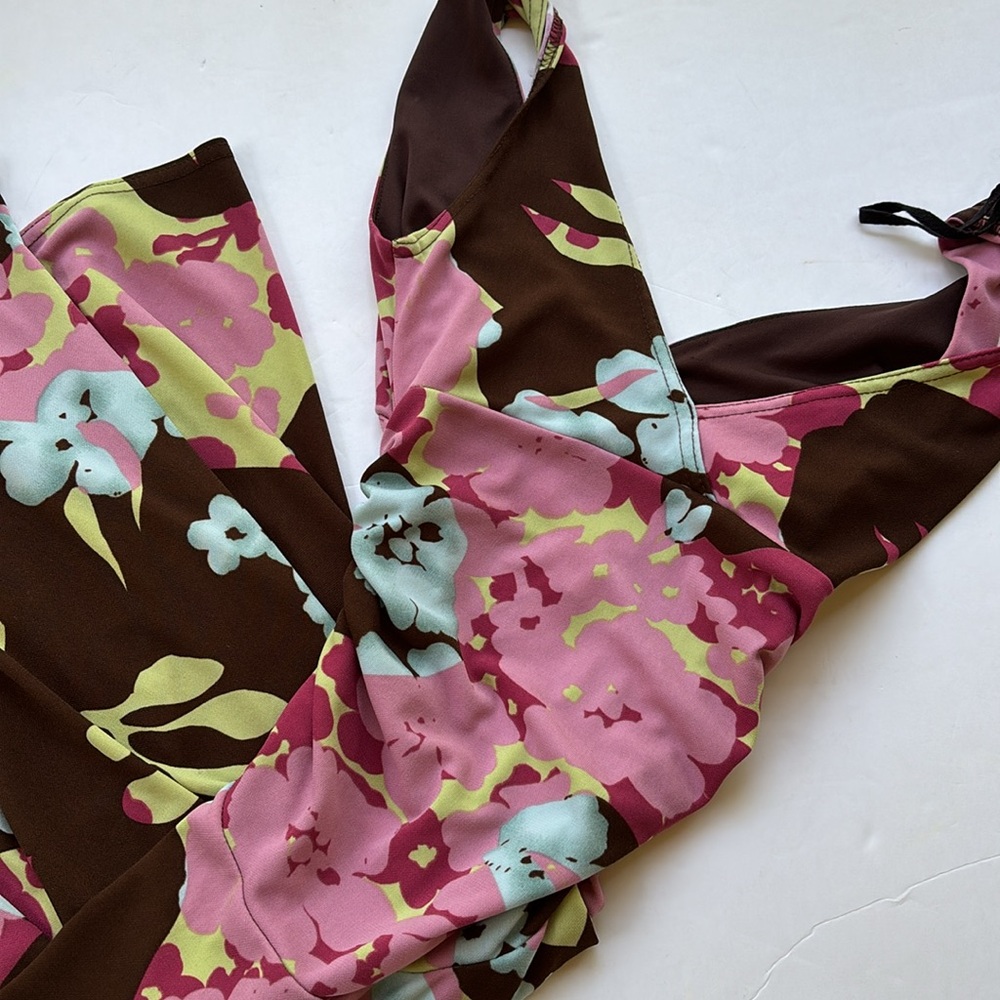 Vintage Y2K Pink Floral Colorful Asymmetrical Dress Bias Fairy Betsey Johnson S - Picture 14 of 17